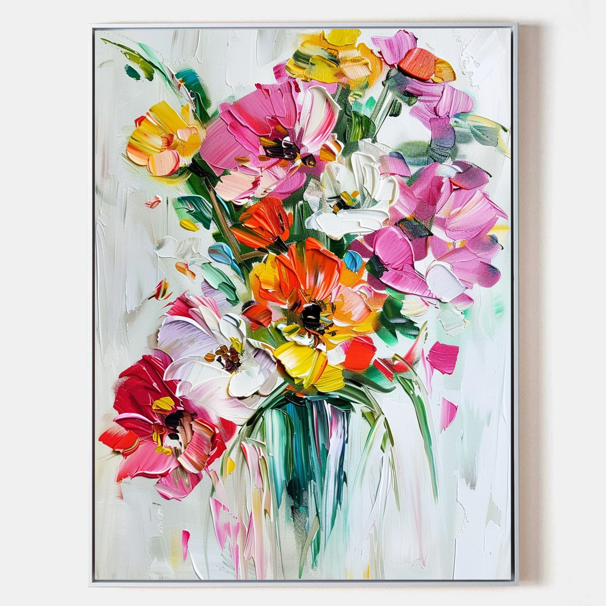 Big Wall Decor Abstract Flowers Painting Abstract Textured Canvas Art ...