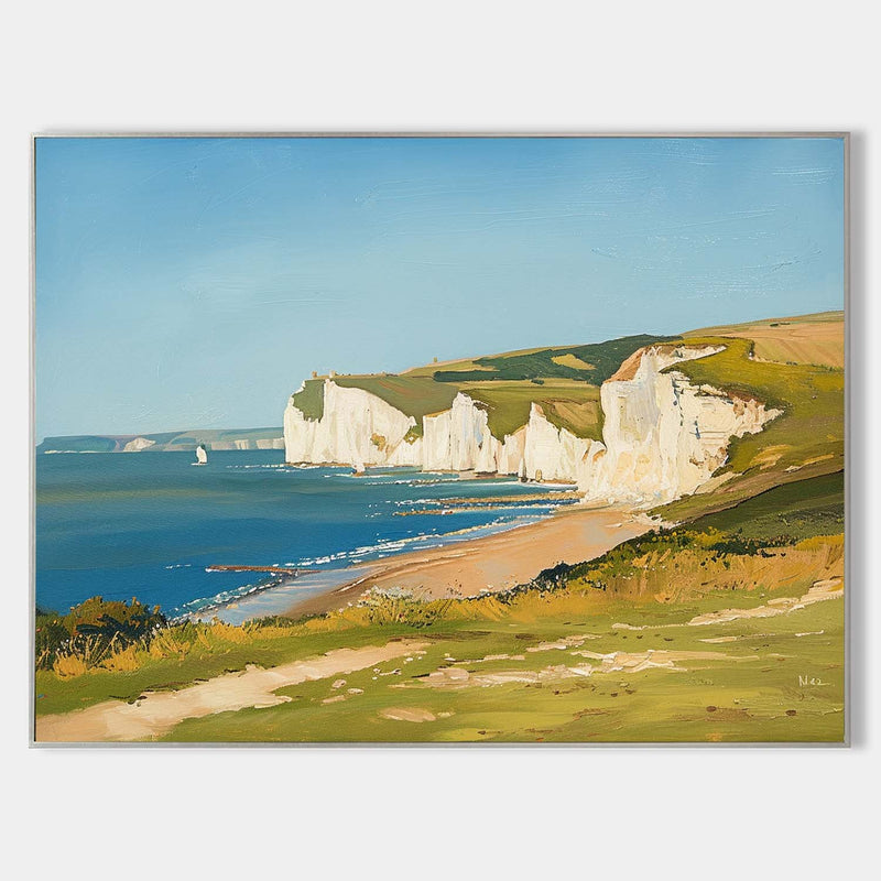 Large White Cliff Landscape Art Oil Painting Classic Art Painting Seaside Art on Canvas