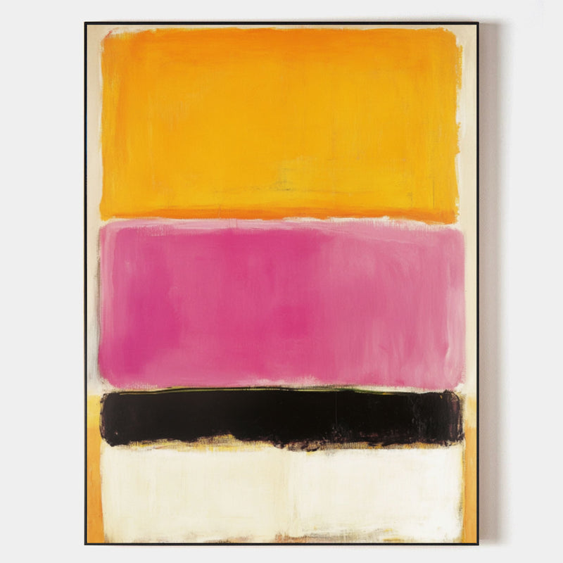 Yellow And Pink Canvas Wall Art Large Framed Rothko Art Painting Bauhaus Wall Art For Livingroom