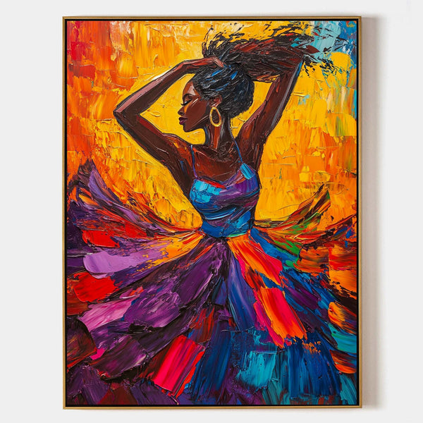 Large Dancing Woman Wall Art, Colorful Feminist Glory Painting Rich Texture Wall Art For Sale