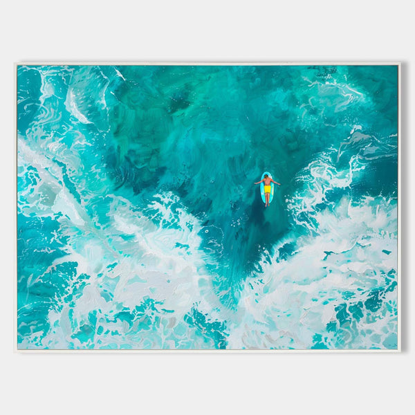Large Modern Green Ocean Wall Art Floating Away In An Ocean Of Serenity Horizontal Canvas Serene Escapes: Ocean Adventures Paintings