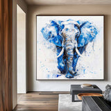 Large BLUE And White Elephant Canvas Palette  Oil Painting Original  Blue Elephant Abstract Contemporary Art Painting Wall Art Custom Canvas Paintings 