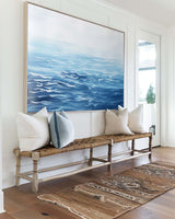 Large Blue Wave Art Oil Painting Horizontal Canvas Blue Ocean Paintings For Sale