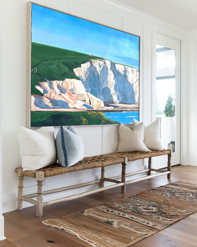 White Cliff Horizontal Oil Painting For Wall Landscape Art Seaside Art on Canvas Large  Apartment Decor