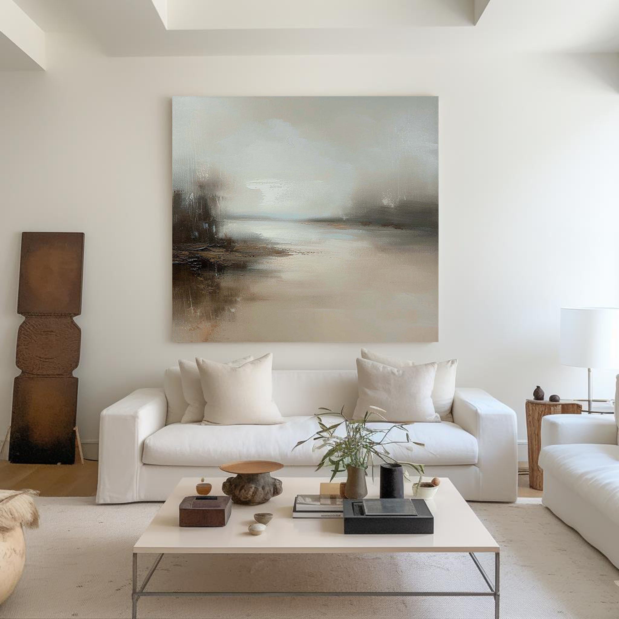 Large Beige Abstract Painting Landscape Abstract Art On Canvas Modern ...