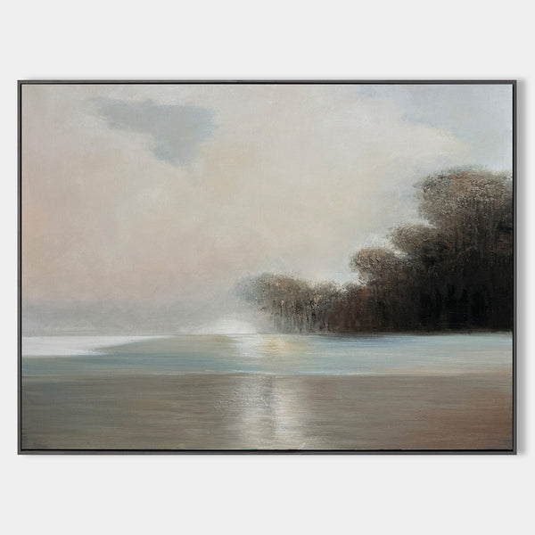 Modern Landscape Art Beige Landscape Canvas Painting Office Framed On Canvas Landscape painting