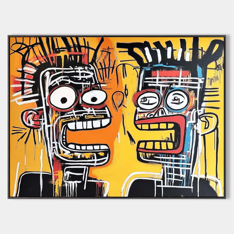 Modern Graffiti Paintings Basquiat Painting Textured Canvas Wall Art Handmade Canvas Art For Sale