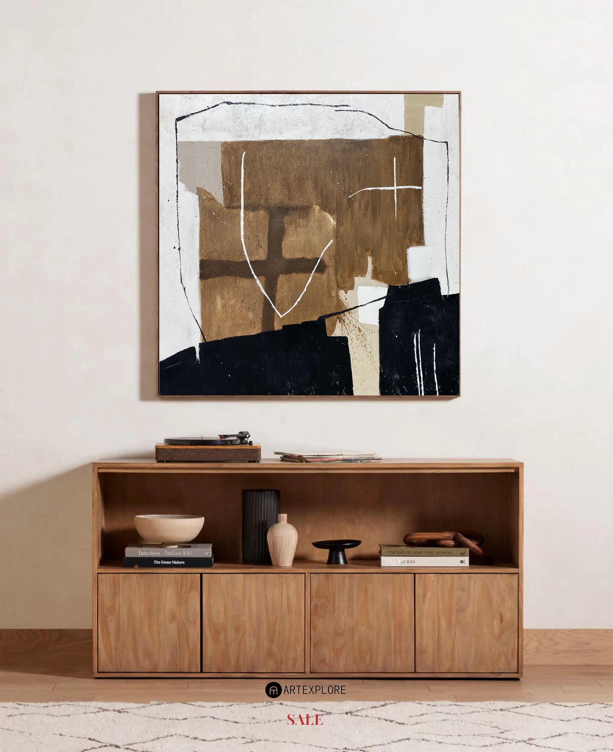 Brown Beige Abstract Minimal Art Painting Brown Painting Modern 