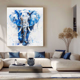 Large BLUE And White Elephant Canvas Palette  Oil Painting Original  Blue Elephant Abstract Contemporary Art Painting Wall Art Custom Canvas Paintings 