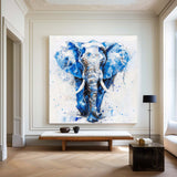 Large BLUE And White Elephant Canvas Palette  Oil Painting Original  Blue Elephant Abstract Contemporary Art Painting Wall Art Custom Canvas Paintings 