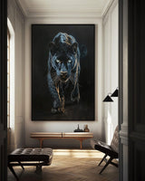 Large Black Panther Oil Painting Wild Black Panther Canvas Art Black Panther Painting For Sale