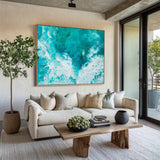 Large Modern Green Ocean Wall Art Floating Away In An Ocean Of Serenity Horizontal Canvas Serene Escapes: Ocean Adventures Paintings