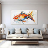 Large Original Red And Blue Fish Wall Art Colorful Fish Oil Custom Canvas Paintings Modern Dining Room Wall Decor