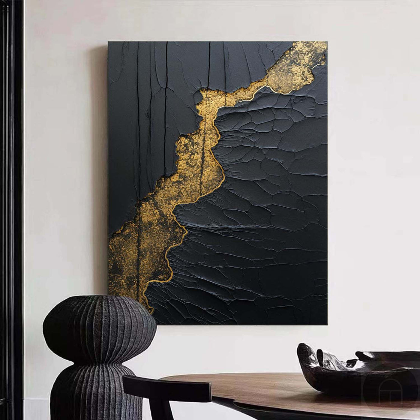 Black Painting Gray Texture Abstract Painting Black And Gold Canvas Art Minimalist selling Decor Personalized Gifts Home Decor Wall Art