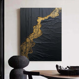 Black And Gold  Modern Art Black Texture Art Paintings For Wall Luxury Art Custom Artwork