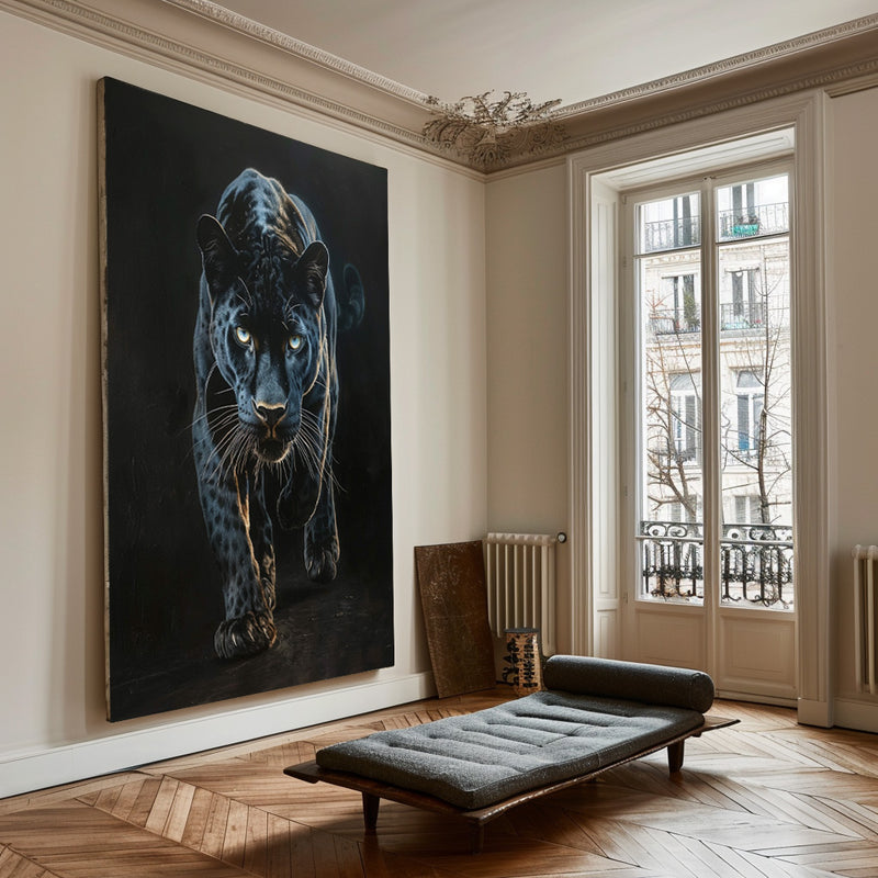 Large Black Panther Oil Painting Wild Black Panther Canvas Art Black Panther Painting For Sale