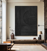 Expensive Modern 3D Black Abstract Wall Art,Modern Black Custom Canvas Paintings,Best Living Room Paintings