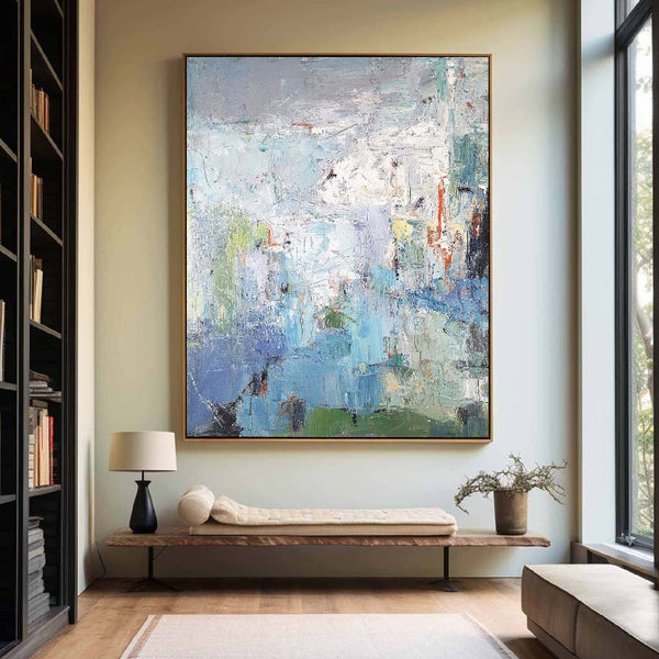 Large Blue And Green Wall Art Original Abstract Textured Wall Art Modern Abstract Painting For Sale