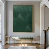 3D Green Minimalist Wall Art Rich Textured Abstract Artwork Acrylic Painting For Living Room