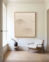 Large Beige Heavy Textured Framed Art, Original Minimalist Beige Art Paintings,Modern Beige Wall Decor