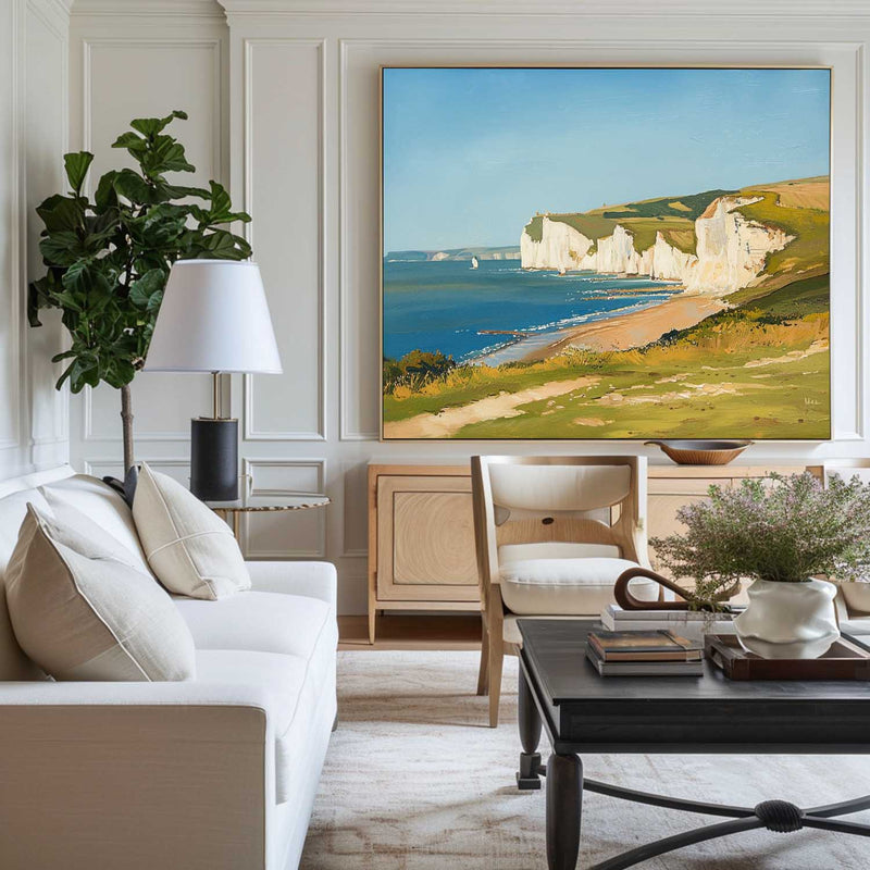 Large White Cliff Landscape Art Oil Painting Classic Art Painting Seaside Art on Canvas