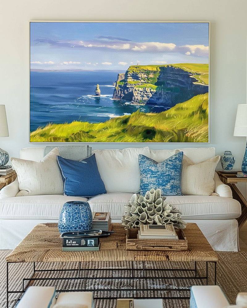 Beautiful View of Cliffsof Moher Oil Painting Modern Landscape Art Famous Scenic on Canvas 