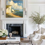 Modern Famous Seaside Art Canvas Painting White Cliff Landscape Painting American Art For Sale