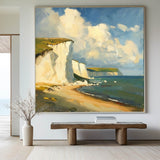 Modern Famous Seaside Art Canvas Painting White Cliff Landscape Painting American Art For Sale