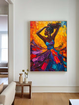 Large Dancing Woman Wall Art, Colorful Feminist Glory Painting Rich Texture Wall Art For Sale