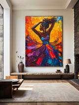 Large Dancing Woman Wall Art, Colorful Feminist Glory Painting Rich Texture Wall Art For Sale