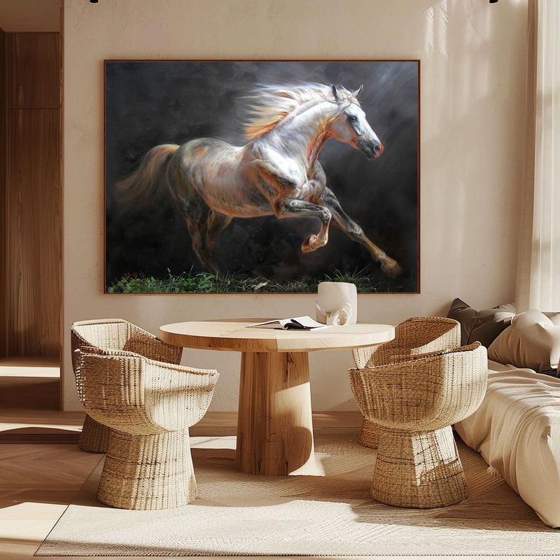 Modern Oil White Horse Painting Wild Horse Canvas Wall Art Large Horse Wall Art For Livingroom