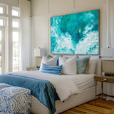 Large Modern Green Ocean Wall Art Floating Away In An Ocean Of Serenity Horizontal Canvas Serene Escapes: Ocean Adventures Paintings