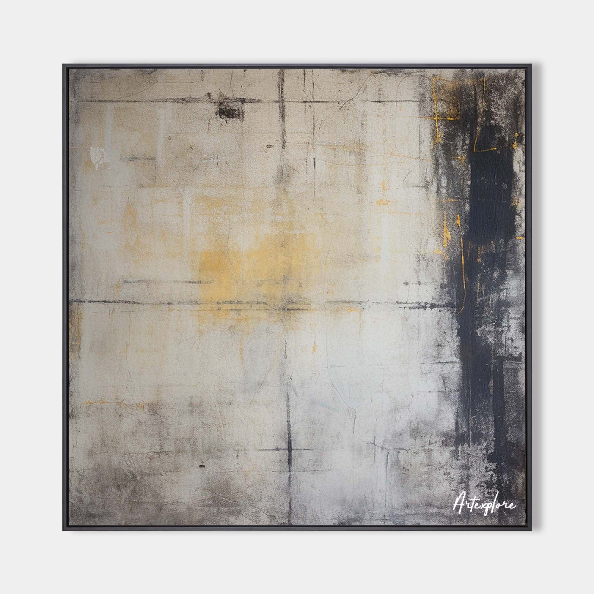 Wabi-sabi Beige Painting Large Dark Beige Grey Wabi-sabi Canvas ...