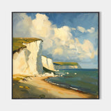 Modern Famous Seaside Art Canvas Painting White Cliff Landscape Painting American Art For Sale