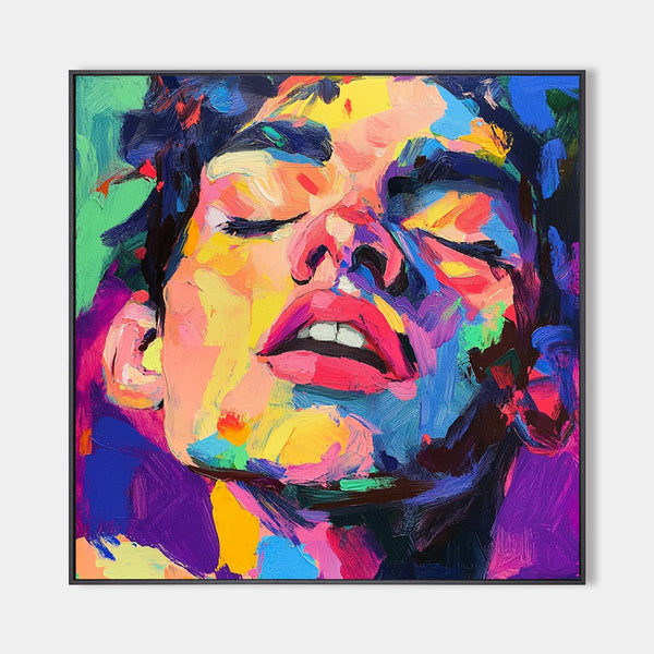 Modern Portrait Art LGBT Pride Oil Painting Portrait Painting Rich Textured Square Canvas Art For Sale