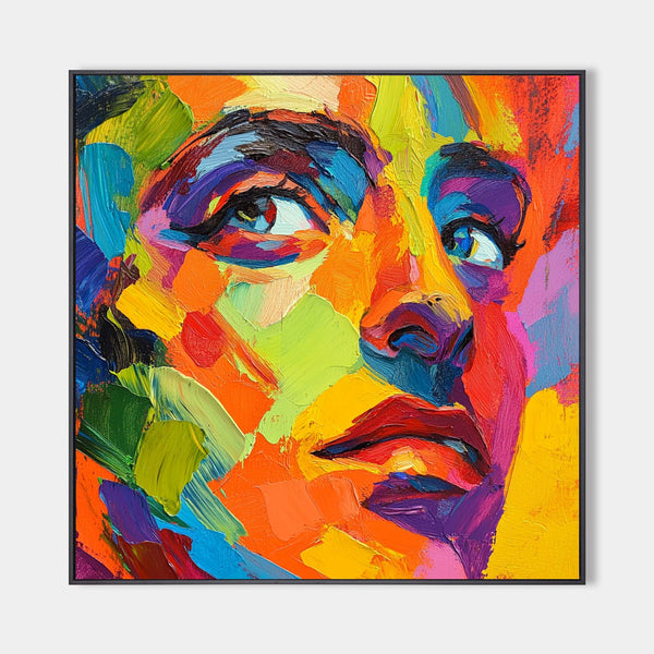 Modern Portrait Art LGBT Pride Oil Painting Portrait Painting Rich Textured Square Canvas Art For Sale