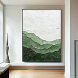 Lage Green Handmade Wall Art Minimalist Green Textured Painting Abstract Painting for Livingroom