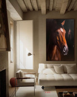 Large Brown Horse Oil Painting Wild Horse Canvas Wall Art Brown Steed Canvas Art For Sale