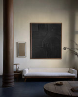 Large Minimalist Dark Style Art Black Painting,Modern Black Living Room Design,Original Black Art Hangings Paintings