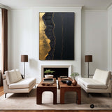 Abstract Black And Gold Canvas Wall Art Black And Gold Modern Artwork Expensive Modern Art