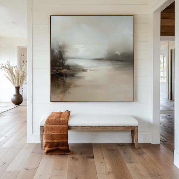 Large Beige Abstract Painting Landscape Abstract Art On Canvas Modern Earth Tone Painting For Livingroom