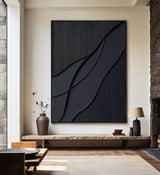 Black Modern Art Large Framed Black 3d Texture Art luxury Wall Art For Sale