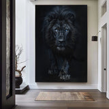 Large Lion Painting Black Lion King Wall Art Big Lion Oil Painting Handmade Animal Canvas Painting 