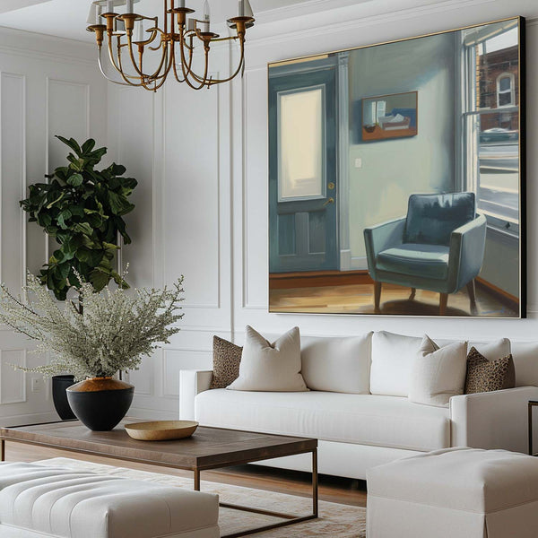 Modern American Art Paintings Room in New York Large Framed Painting Social Realism Oil Painting