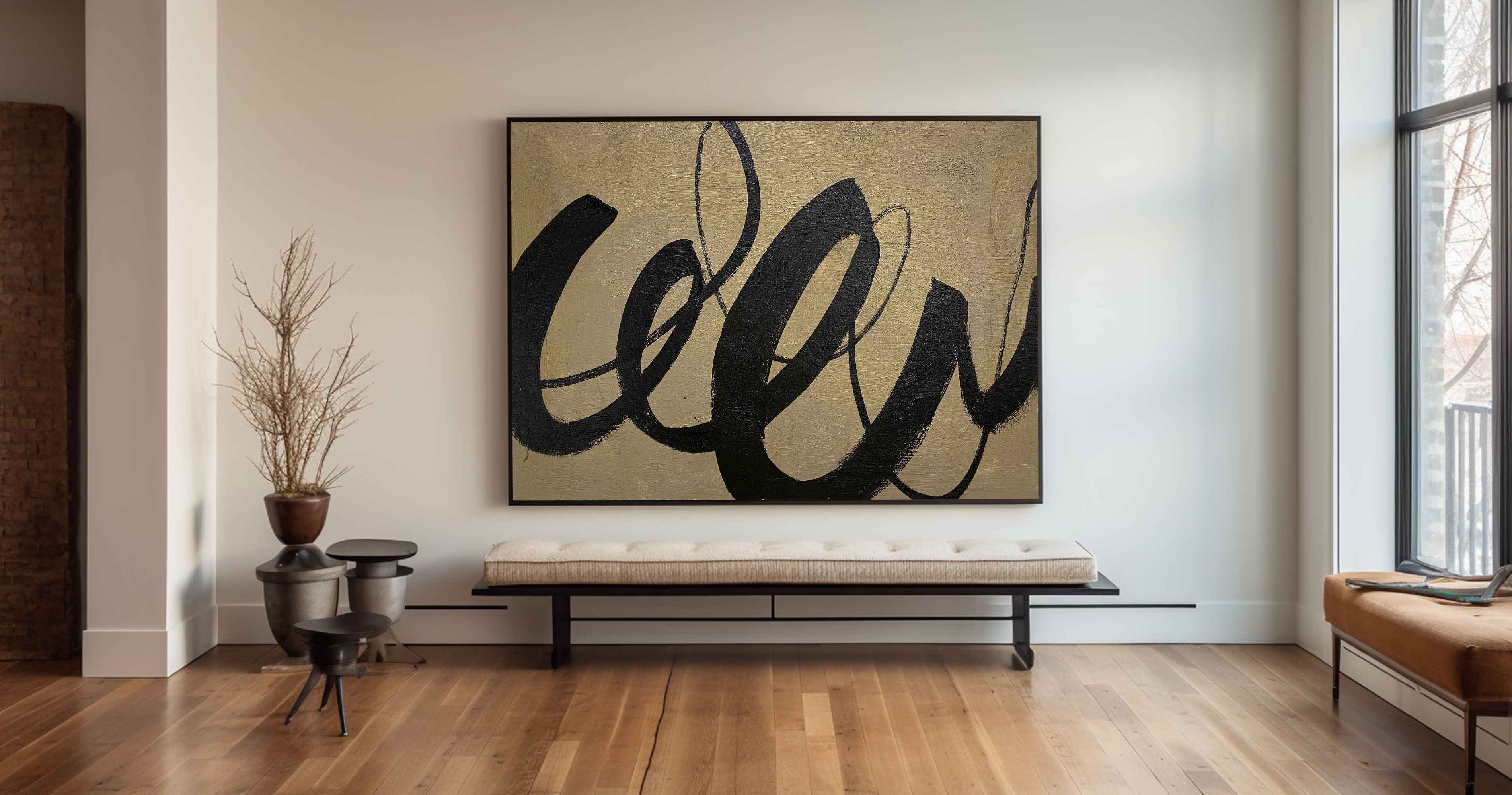 Large Black And Brown Wall Art Abstract Canvas Wall Art Acrylic ...