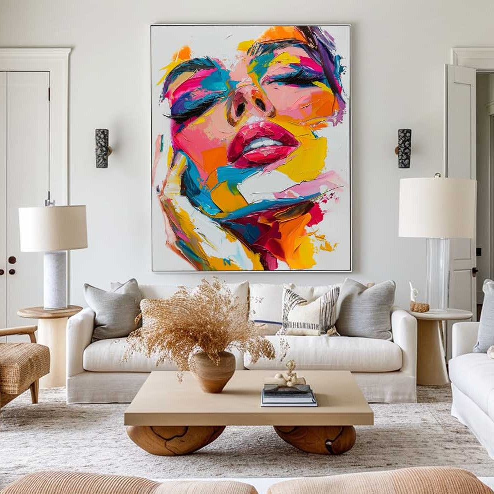 Abstract Girl's Face Wall Art Colorful abstract Art Minimalist ...