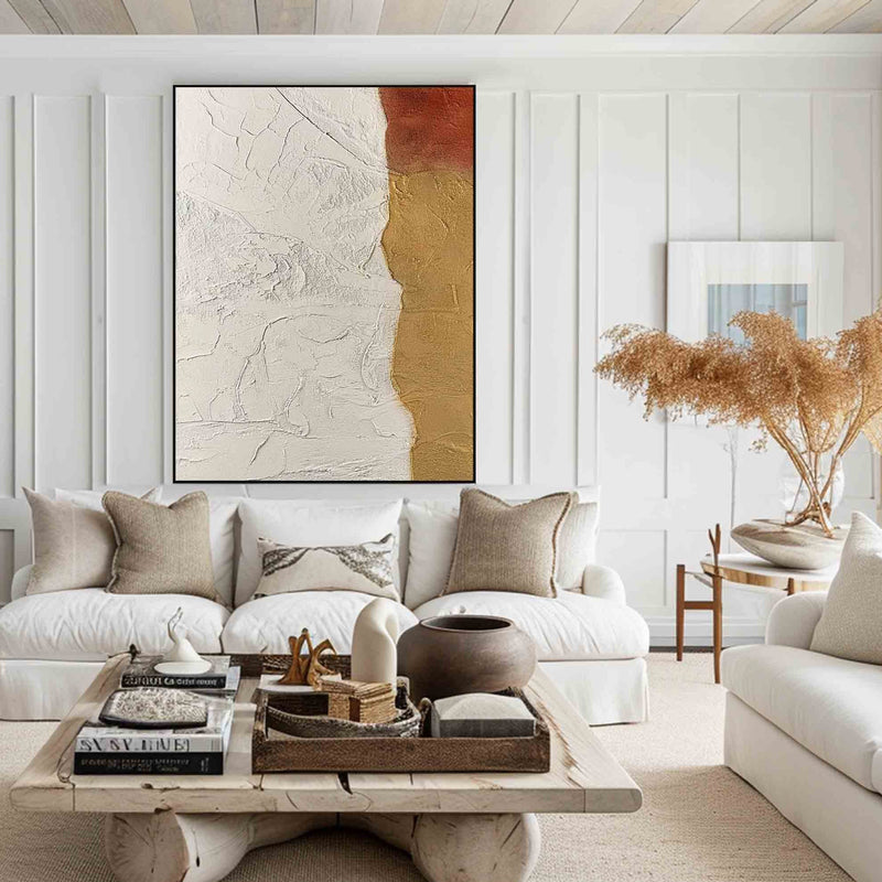 Large White And Gold Textured Abstract Canvas Art Modern Minimalist Colourfu Oil Paintings On Canvas Uttermost Home Decor