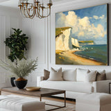 Modern Famous Seaside Art Canvas Painting White Cliff Landscape Painting American Art For Sale