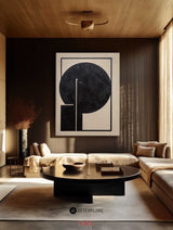 Black Beige Minimalist Painting Earth Tone Canvas Art Abstract Painting Minimalist Wall Art 