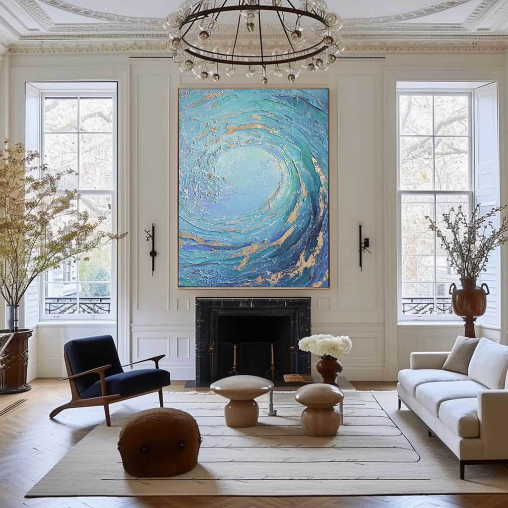 Blue Huge Wave Oil Painting On Canvas Large Abstract Ocean Wall Art ...